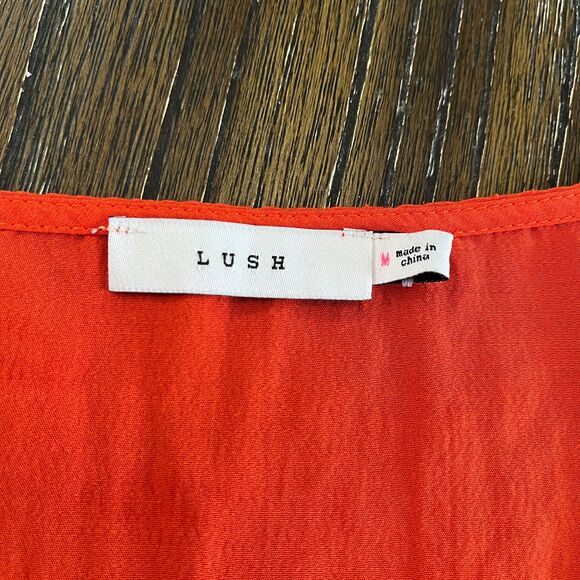 Lush Orange Button Front Ruched Blouse - Size Medium - Picture 6 of 12